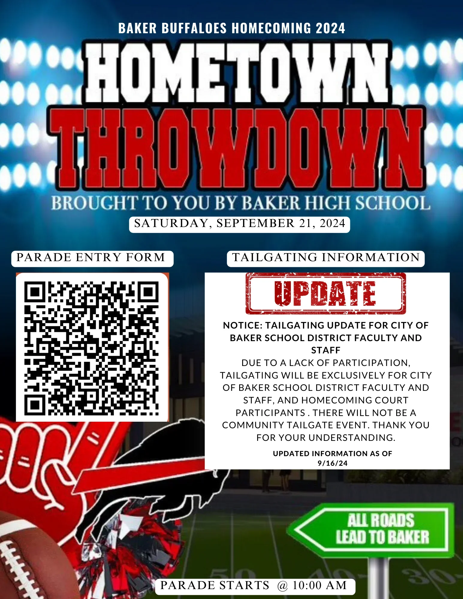 BHS Hometown Throwdown tailgate update graphic